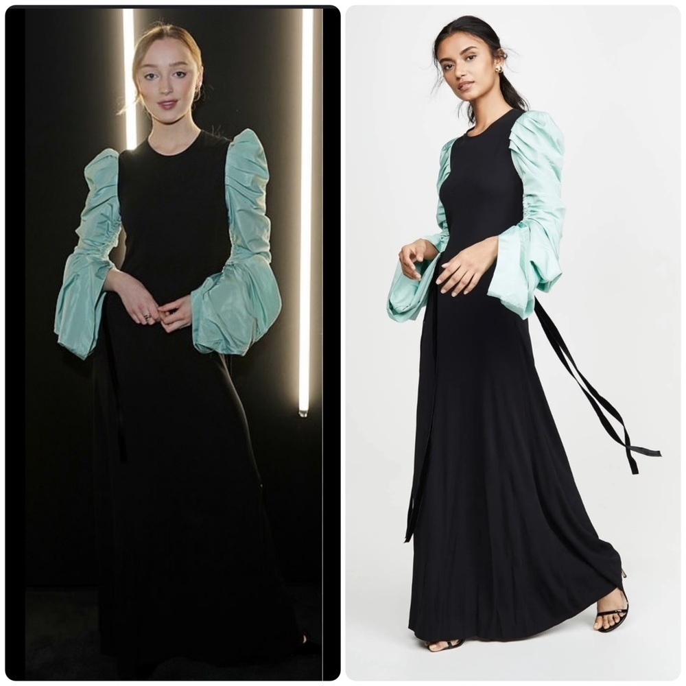 Like New Tory Burch Gathered Taffeta Sleeve Maxi Dress.